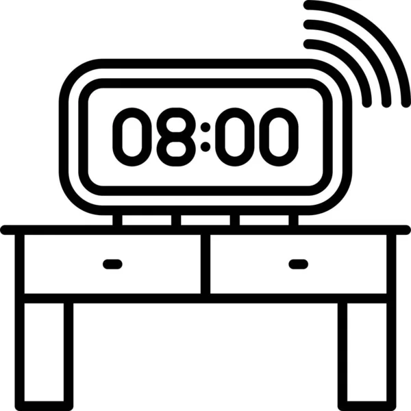 Ikon Digital Jam Alarm Dalam Gaya Outline - Stok Vektor