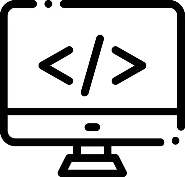 Codificación Icono Programador Portátil Estilo Esquema — Archivo Imágenes Vectoriales