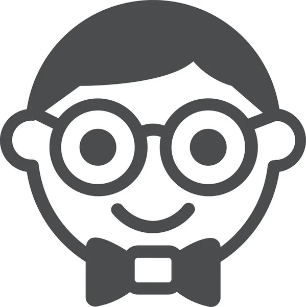 Nerd Menino Geek Ícone Estilo Sólido —  Vetores de Stock