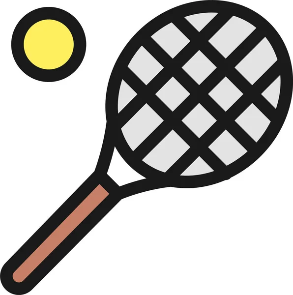 Tennis Racquet Ball Icon Filledoutline Style — Stock Vector