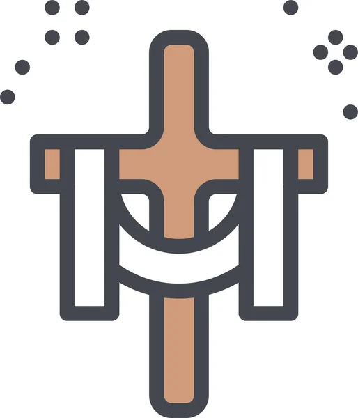 Крестовая Надгробная Икона Иесуса Стиле Контурной Линии — стоковый вектор