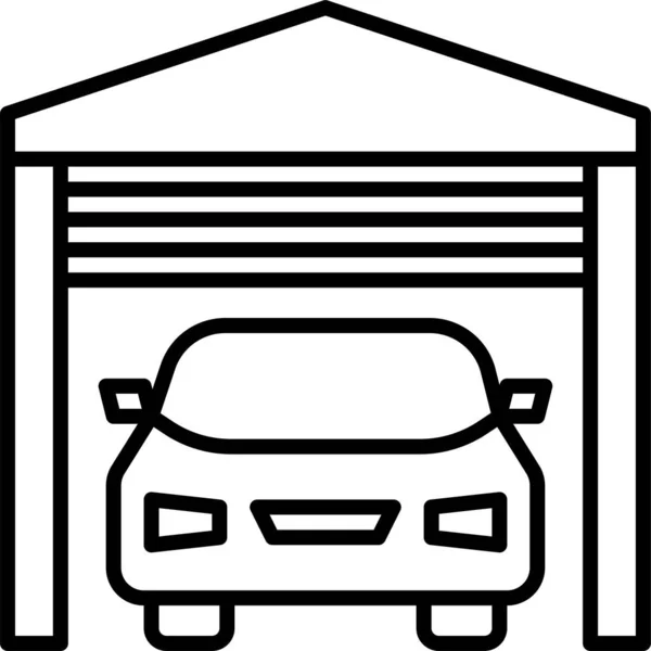 Car Garage Home Icon Outline Style — Stock Vector