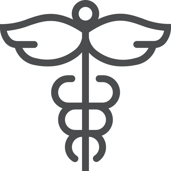 Salud Del Caduceo Icono Médico Estilo Esquema — Vector de stock