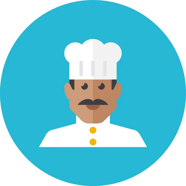 Ícone Avatar Apartamento Chef Estilo Plano — Vetor de Stock