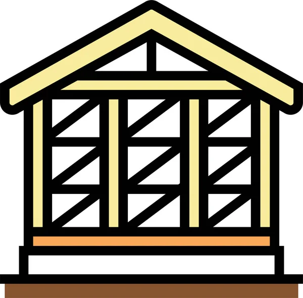 Ξύλινο Πλαίσιο Εικονίδιο Κτιρίου — Διανυσματικό Αρχείο