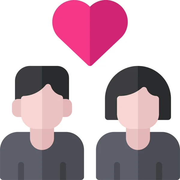 Couple Girl Love Icon Flat Style — Stock Vector