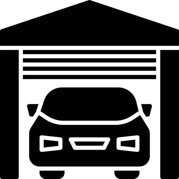 Carro Ícone Garagem Casa Estilo Sólido — Vetor de Stock