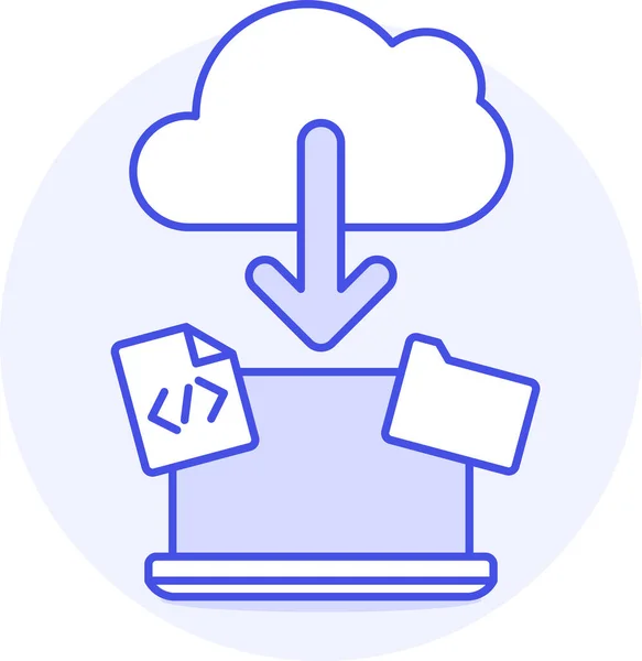 Cloud Computing Downloadsymbol Umrissstil — Stockvektor