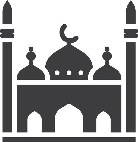 Ikon Masjid Islam Dalam Gaya Padat - Stok Vektor
