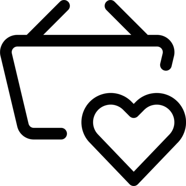 Icono Cesta Compra Corazón Estilo Esquema — Vector de stock