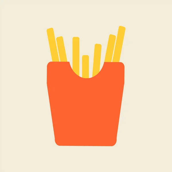 Chips French Fried Icon Flat Style — Stock Vector