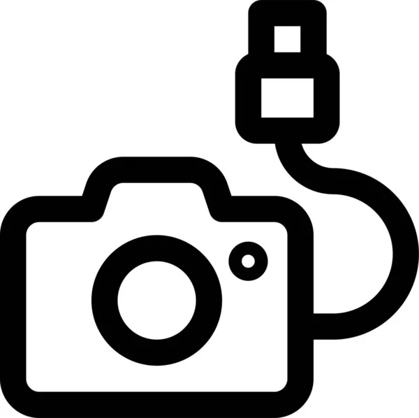 Fotoğrafçılık Ekipmanı Kablo Simgesi Ana Hat Biçiminde — Stok Vektör