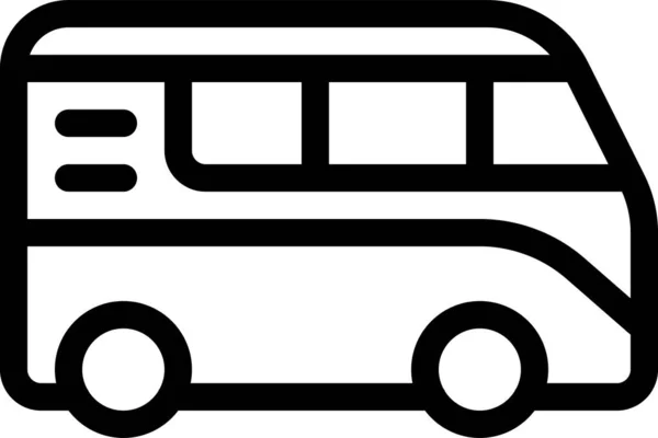 Otobüs Ulaşım Simgesi Ana Hat Biçiminde — Stok Vektör