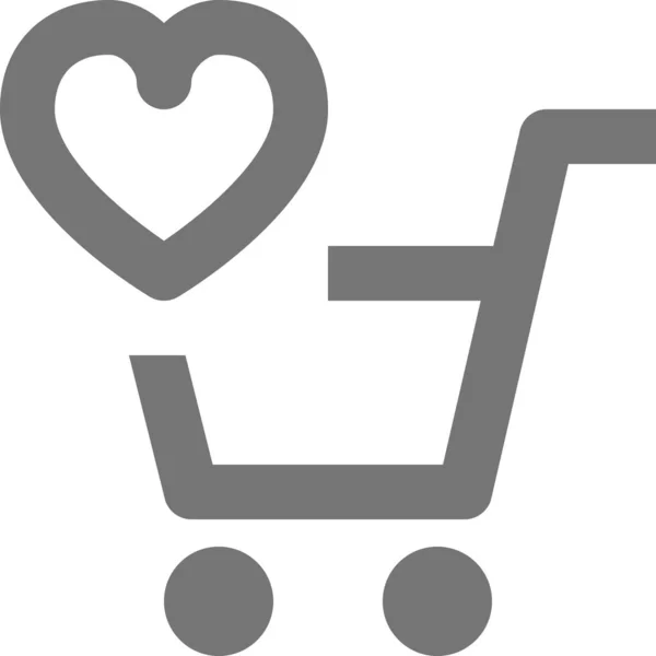 Cart Favorite Heart Icon Outline Style — Stock Vector