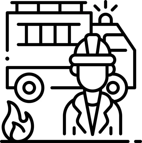 Fireman Engine Fire Icon — Stock Vector