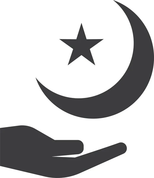 Islam Moon Ramadan风格坚实的图标 — 图库矢量图片