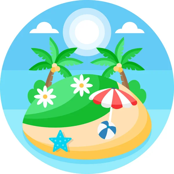 Isla Playa Mar Icono — Vector de stock