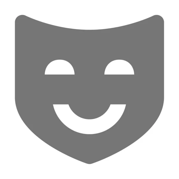 Szczęśliwa Maska Solidna Ikona Solidnym Stylu — Wektor stockowy