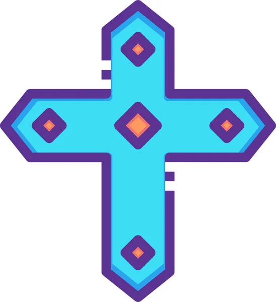 Ikona Křížení Křesťanství Vyplněném Stylu Osnovy — Stockový vektor