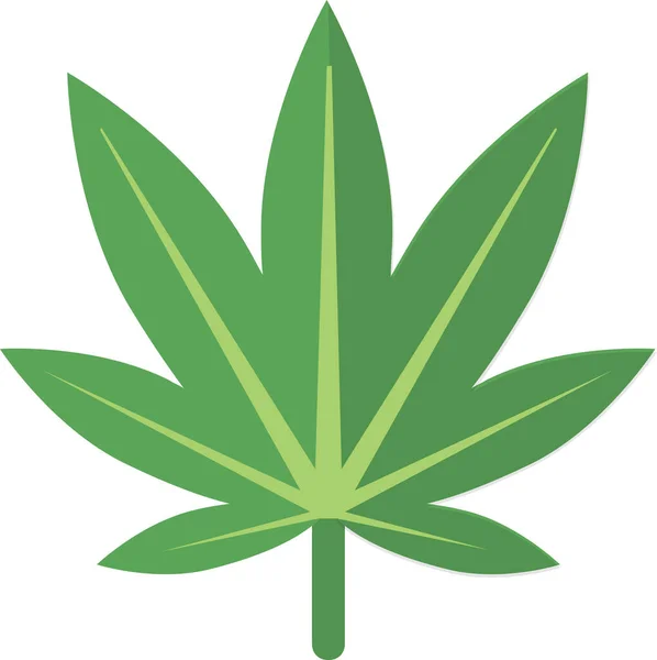 Ganja Blad Marihuana Icoon Platte Stijl — Stockvector