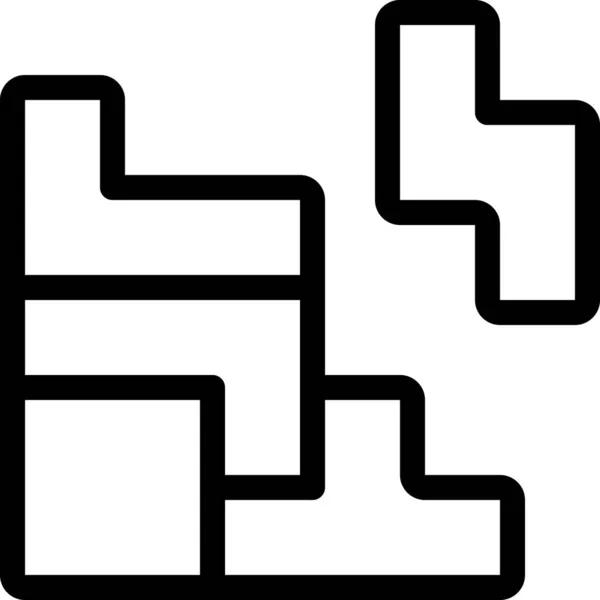 Spel Tetris Video Ikon Kontur Stil — Stock vektor