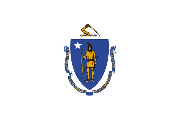 America Flag Massachusetts Icon Flat Style — Stock Vector