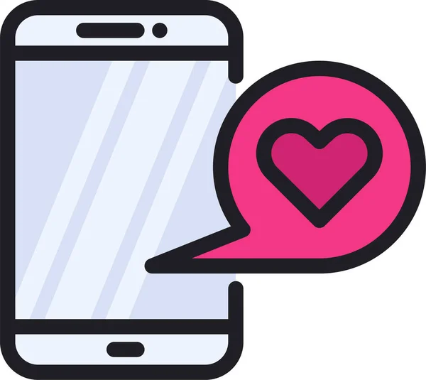 Love Mobile Notification Icon Filledoutline Style — 스톡 벡터