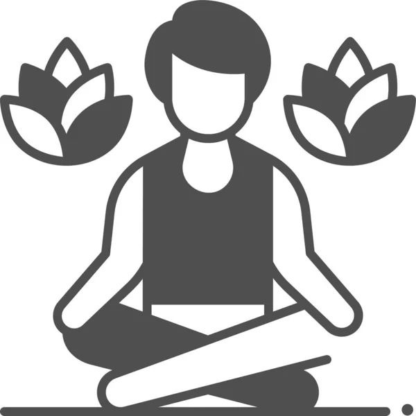 Exercice Méditer Icône Yoga Dans Style Semi Solide — Image vectorielle