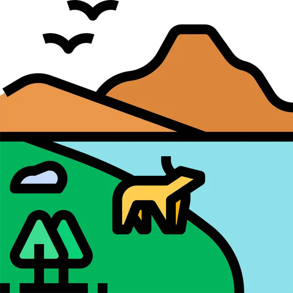 Animal Jungle Landscape Icon — Stock Vector