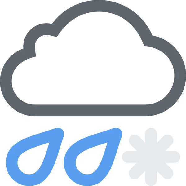 Mix Wolk Sneeuw Pictogram Omtrek Stijl — Stockvector