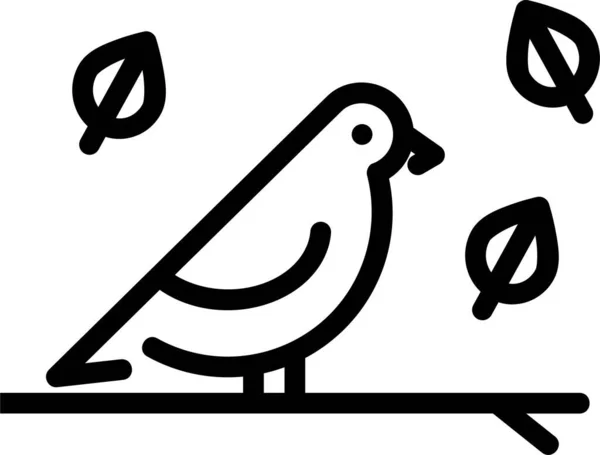 Herfst Vogel Schattig Pictogram Omtrek Stijl — Stockvector