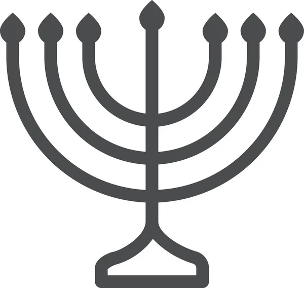 Menorah Hanukkah Jew Icon Outline Style — 스톡 벡터