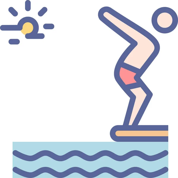 Icona Nuoto Subacqueo Pieno Stile Contorno — Vettoriale Stock