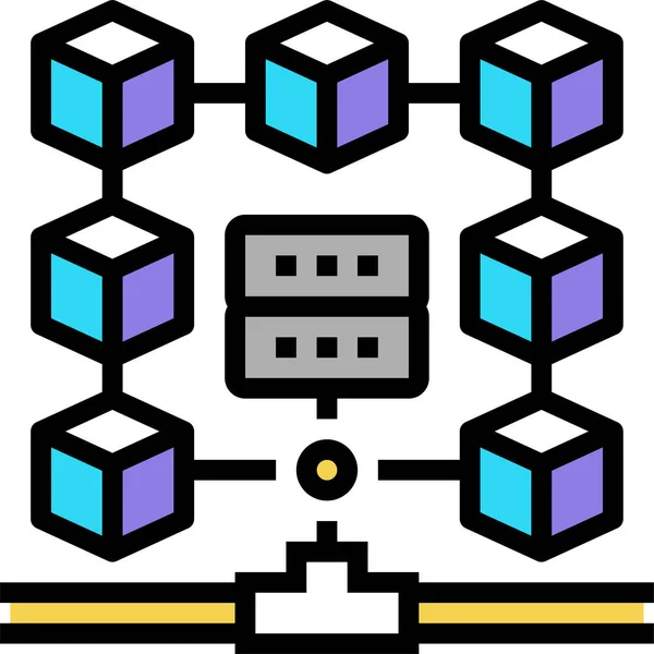 Data System Work Icon Filledoutline Style — Stock Vector