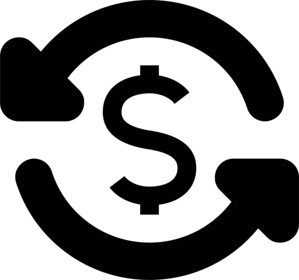 Μετατροπή Εικονίδιο Χρήματα Νόμισμα Στερεά Στυλ — Διανυσματικό Αρχείο