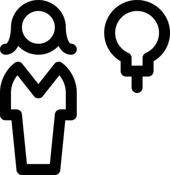 Single Woman Idea Icon Outline Style — Stock Vector