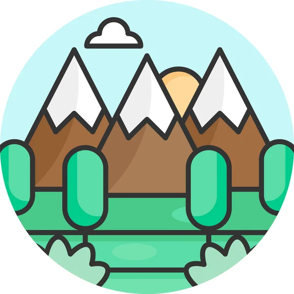 Montaña Nieve Paisaje Icono — Vector de stock