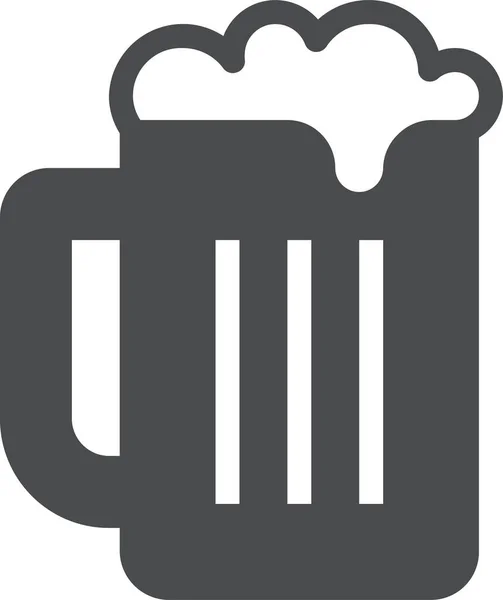 Caneca Cerveja Ícone Álcool Estilo Sólido — Vetor de Stock