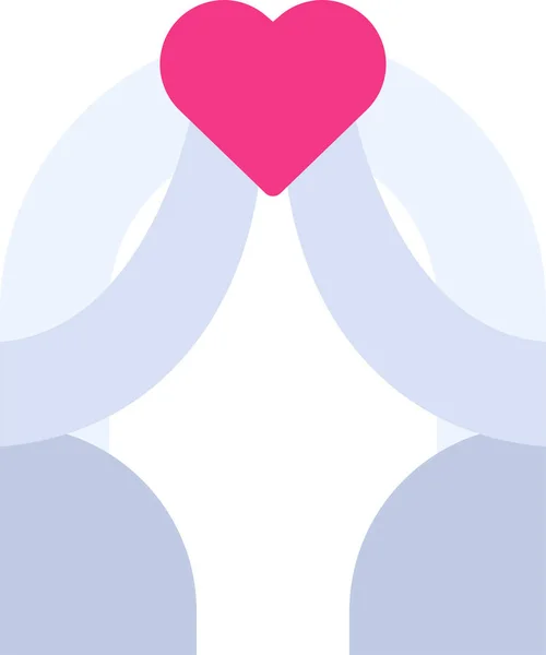 Arch Decoration Heart Icon Flat Style — 스톡 벡터