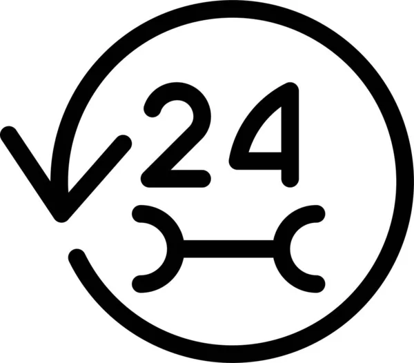 24H Auto Hodinová Ikona Stylu Osnovy — Stockový vektor