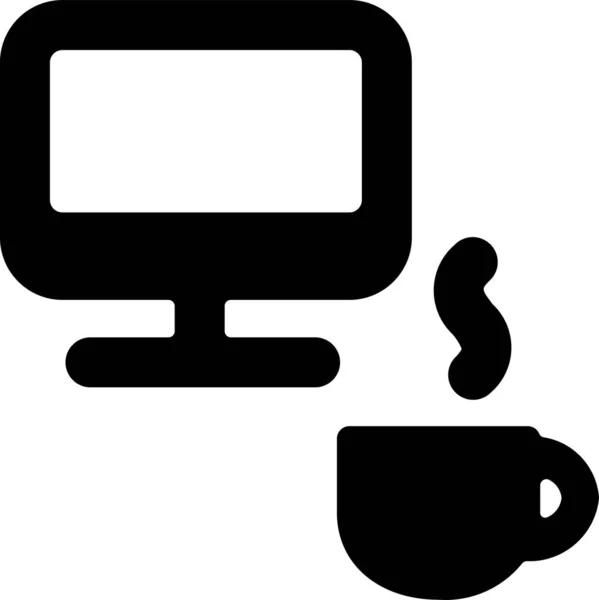 Grafik Istatistiği Kahve Simgesi Katı Stikte — Stok Vektör