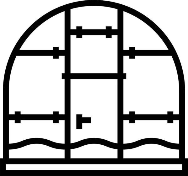 Значок Поликарбонатного Оранжерейного Садоводства Стиле Наброска — стоковый вектор