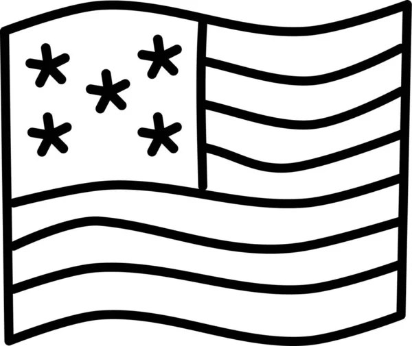 Americká Vlajka Ikona Díkůvzdání Ručně Kresleném Stylu — Stockový vektor