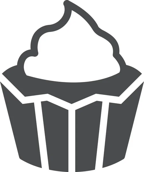 Cupcake Αρτοποιείο Εικονίδιο Γενεθλίων Στερεά Στυλ — Διανυσματικό Αρχείο