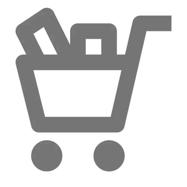 Winkelwagentje Full Shopping Icoon Outline Stijl — Stockvector