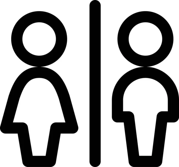 Signe Toilettes Icône Humaine Dans Style Contour — Image vectorielle