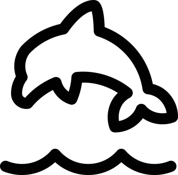 Ikona Delfinów Morskich Zarysie — Wektor stockowy