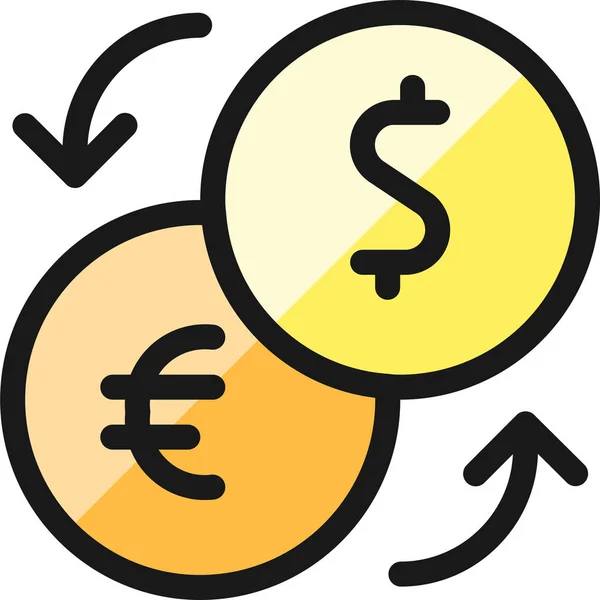 Значок Валюти Євро Долар Заповненому Стилі — стоковий вектор