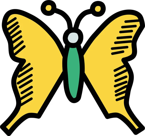 Schmetterling Flattert Insektensymbol Umrissstil — Stockvektor