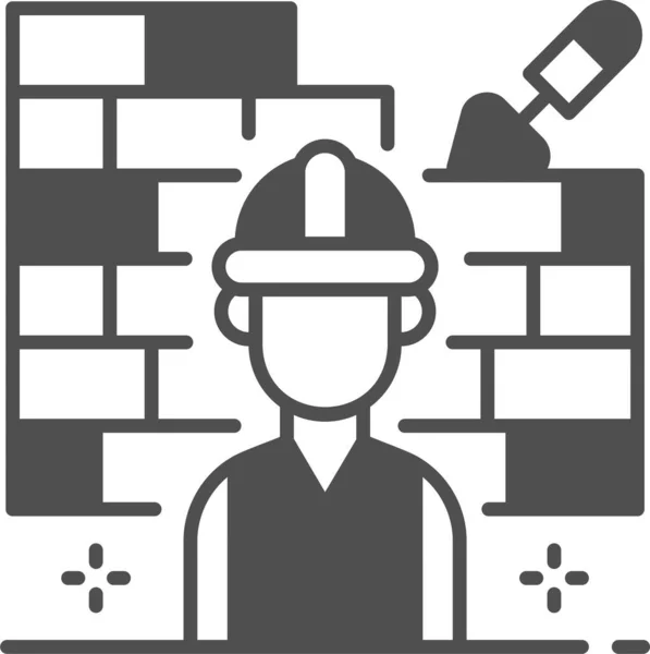 Builder Brick Wall Craftsman Icon — Stock Vector